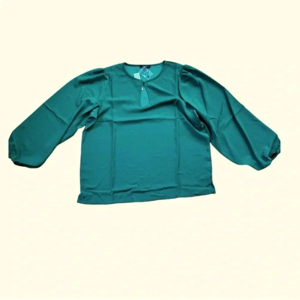 JCrew Puff-sleeve satin-back crepe top